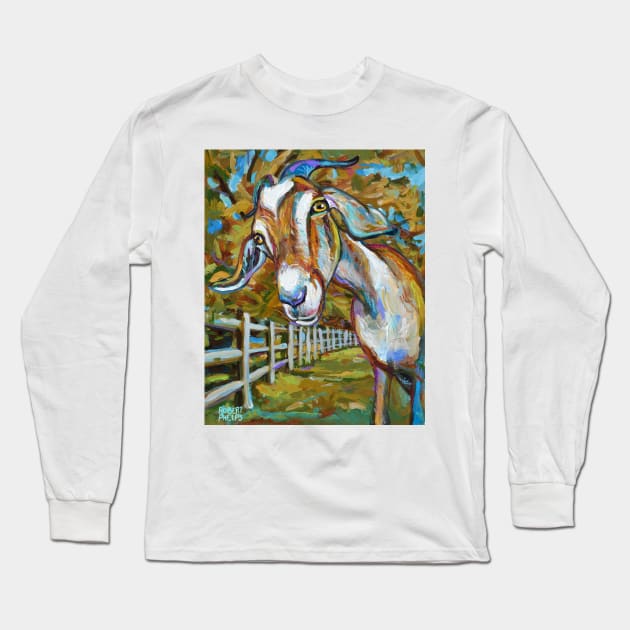 Wilbur the Handsome Goat Long Sleeve T-Shirt by RobertPhelpsArt